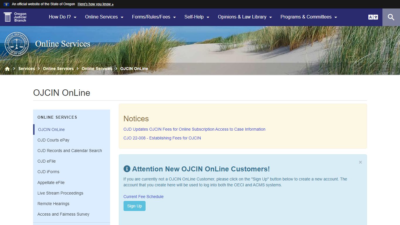 Oregon Judicial Department : OJCIN OnLine : Online Services : State of ...